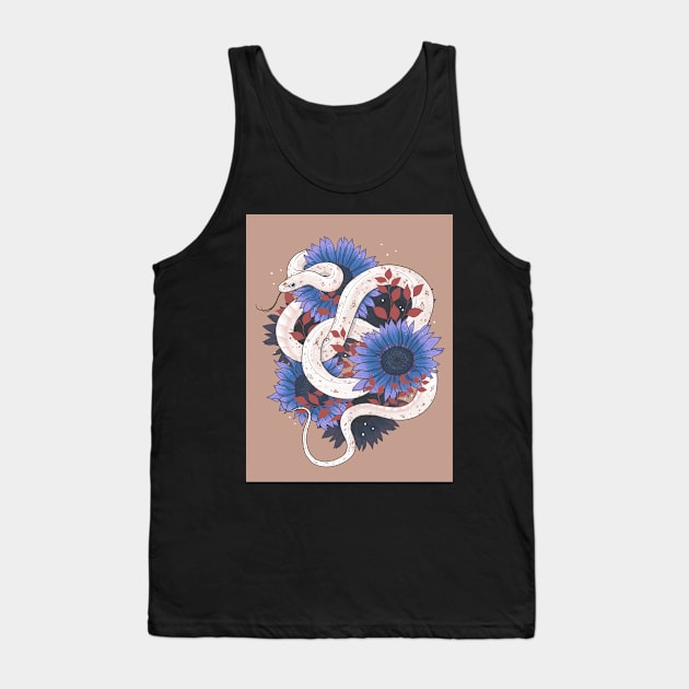 Palmetto Corn Snake with Blue Sunflowers Tank Top by starrypaige